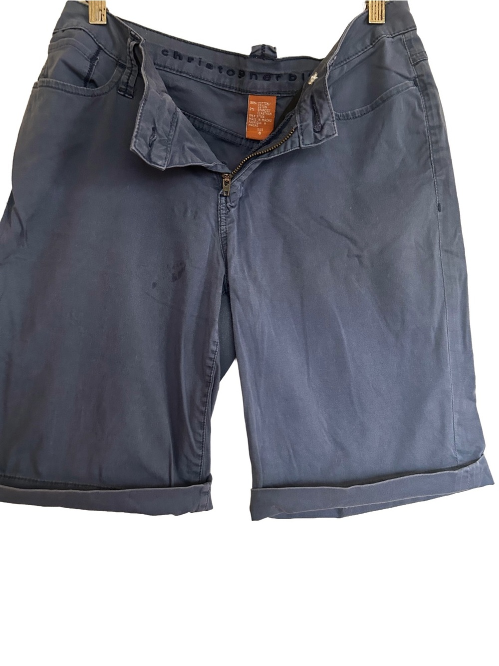Christopher Blue Vintage Poplin Flat Front Bermuda Shorts Blue 6